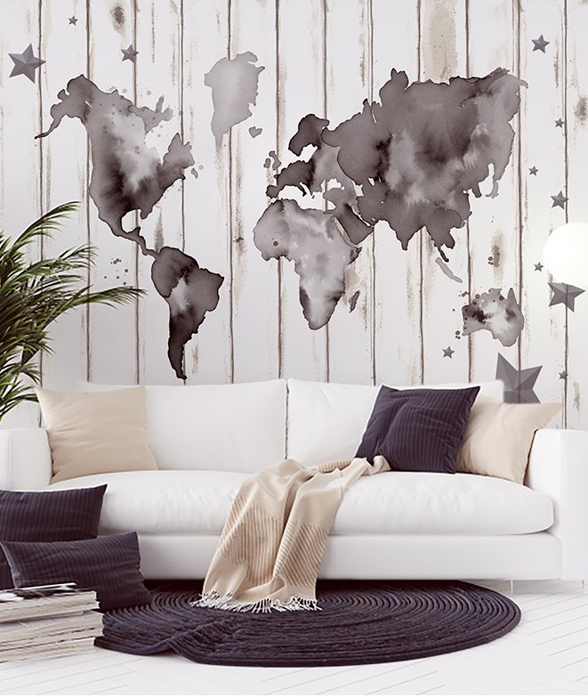 Mapa Mundi Tinta Wallpaper Murals