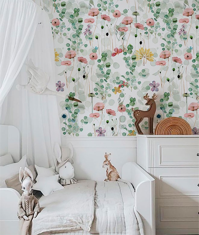 Transforma tu habitación con este papel pintado floral de Leroy